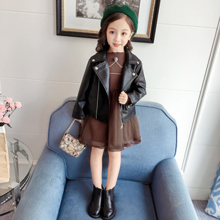 Girls' Leather Clothing Spring and Autumn 2025 New Spring and Autumn Korean Style Western Style Short Trendy Top Jacket PU Leather Jacket