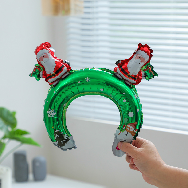 クリスマス長棒頭飾りサンタクロースミニ風船クリスマスツリー打撃棒風船クリスマス雪だるまヘラジカ|undefined