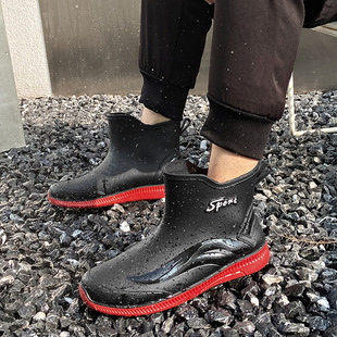 Men's Rain Boots Spring Soft-Soled Kitchen Work Labor Protection Outdoor Fishing Thickened Non-Slip Waterproof Rubber Shoes