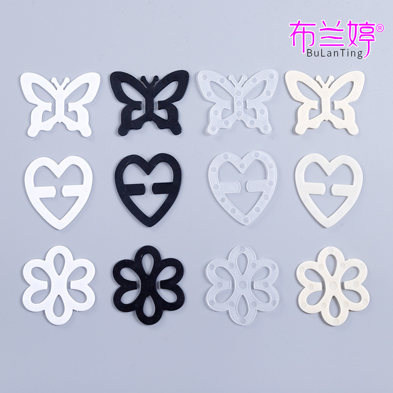 Butterfly, heart, and plum blossom shapes are Korean-style invisible bra with anti-slip buckles, cross shoulder straps, and invisible clasp.