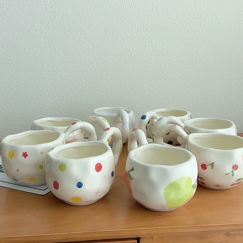 Irregular Mark Cup Korean INS Creative Creative Creative High -value Ceramic Milk Cup Breakfast Water Cup Office Cup
