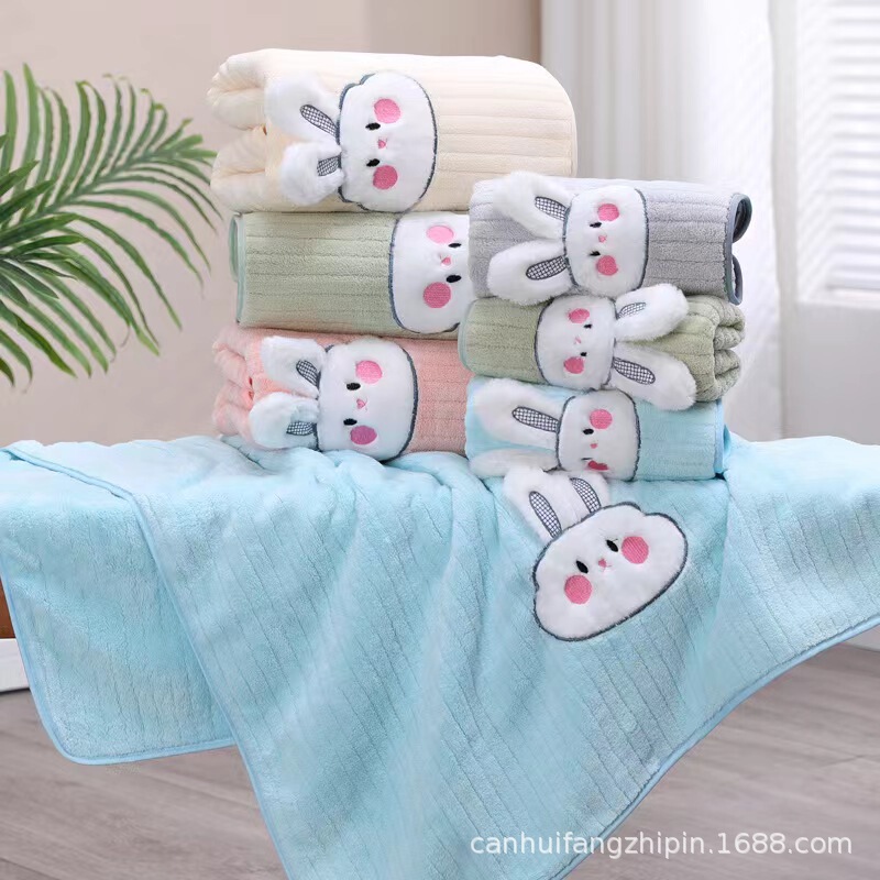 Cute Big Rabbit Head Coral Velvet Bath Towel, Absorbent Towel, Delicate Touch, Durable, High Quality and Lint-Free Cute Big Rabbit Head Coral Velvet Bath Towel, Absorbent Towel, Delicate Touch, Durable, High Quality and Lint-Free