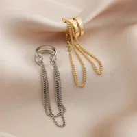Модные двухслойные металлические цепи с кисточками серьги персонализированные креативные нишевые хип-хоп панк ветра без ушей