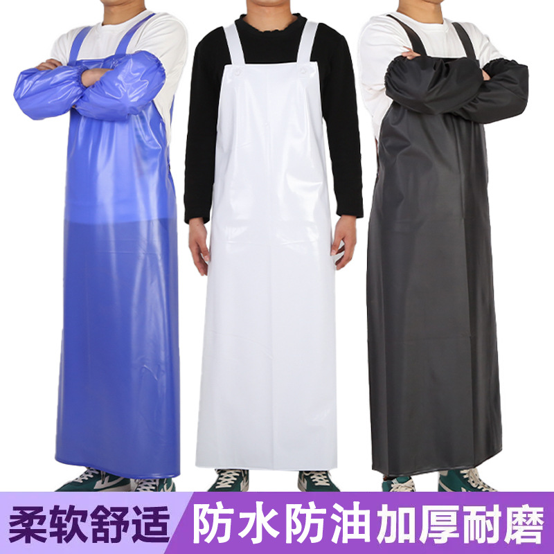 加长围裙背带款防水围裙男女家用厨房防油做饭软皮围裙工作服上班
