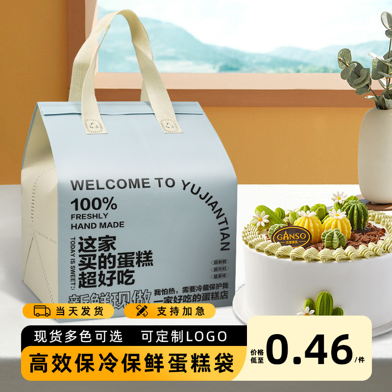 Cake insulation bag take-out special disposable thick cold non-woven bag barbecue crayfish packing bag customization