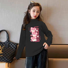 Y2011#儿童长袖t恤女童德绒休闲长袖童装新款春秋季休闲百搭T恤潮
