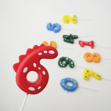 卡通恐龙数字蜡烛男孩彩色生日插件宝宝周岁装饰蛋糕拍照道具布置