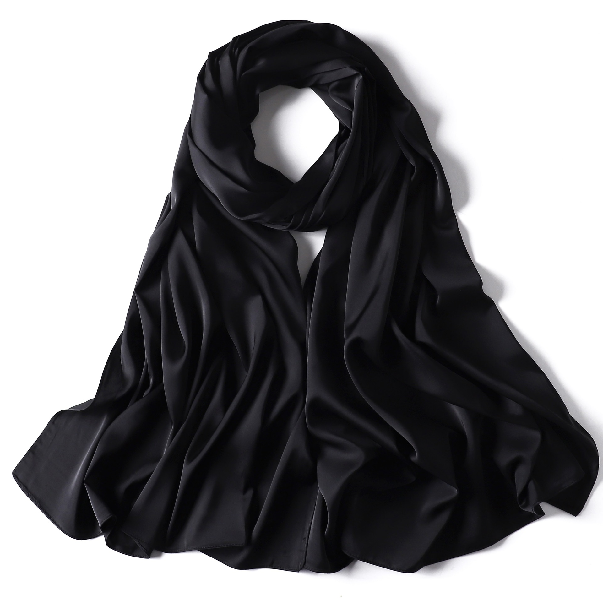 Solid Satin I mitation Lange Indonesische Monochrome Parel Kleur Ding Bag Hoofddoek Cover Vrouwen Zijden Sjaal_voghion.com