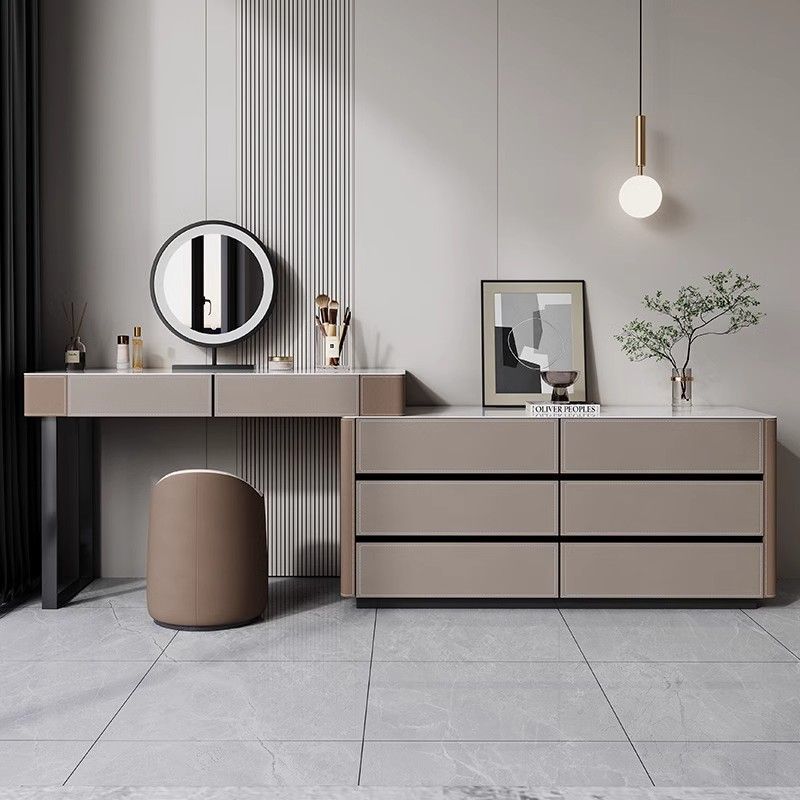 Sd723 # Saddle Leather Dressing Table Italian Saddle Leather Slate Dressing Table Cupboard Integrated Bedroom Modern Simple High-End
