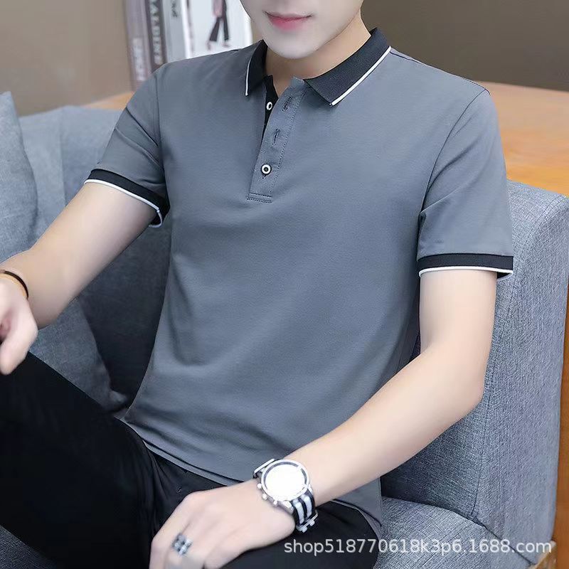 Manufacturer Wholesale Summer Polo Collar Short-Sleeve T-Shirt for Men, Korean Style Trendy New Fashion Versatile Top