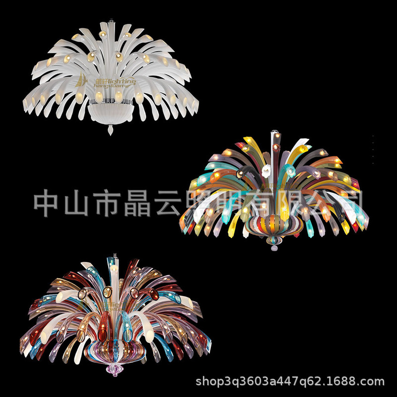 Luxurious Wedding Decoration Glass Chandelier with Chrome Finish Suitable for Hotels and Villas, Colored Glass Chandelier Luxurious Wedding Decoration Glass Chandelier with Chrome Finish Suitable for Hotels and Villas, Colored Glass Chandelier