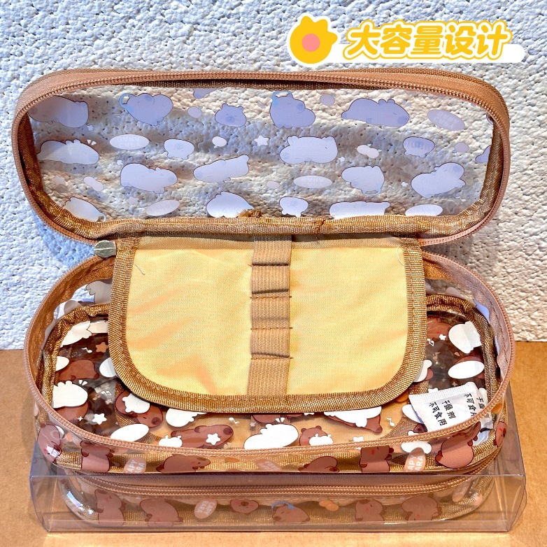 Kapibalakatong estuche para lápices lindo estudiante estuche para papelería estuche para papelería bolsa de almacenamiento de alto valor estuche para lápices de PVC transparente