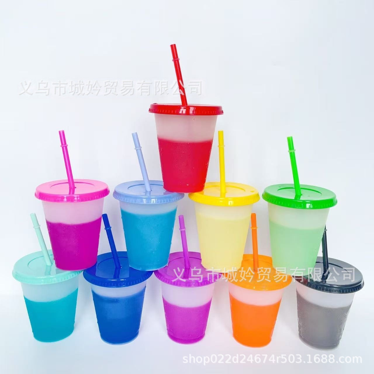 475ml einfachschichtige thermochrome Tasse, Lebensmittelqualität PP Sporttrinkflasche, Kaltgetränkebecher für Verkaufsstände, sofort lieferbar, individuell bedruckbar mit Logo