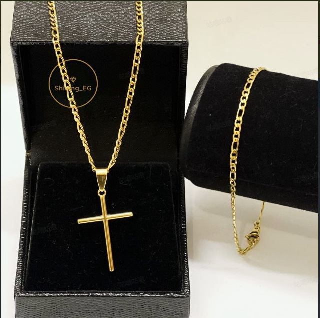 Hip-Hop Style Men's Cross Necklace, Versatile and Trendy, Non-Fading, Simple Necklace for Men