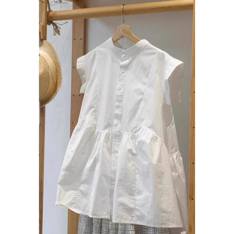 Awesome Stuff, Huge Explosion! White Small Flying Sleeve Shirt for Women, Summer Lazy Style, Loose, Unique, Beautiful and Beautiful Top