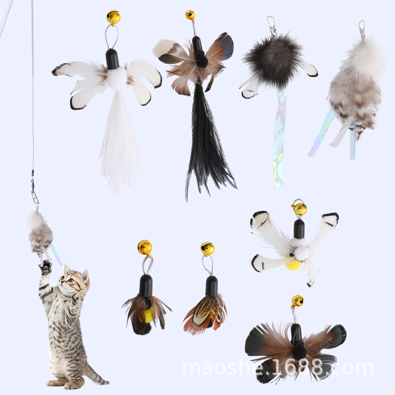 애완 동물 고양이 장난감 곤충 나비 꿀벌 깃털 교체 헤드 DIY 조합 재미있는 고양이 스틱 셀프 하이 클로 연삭 공장