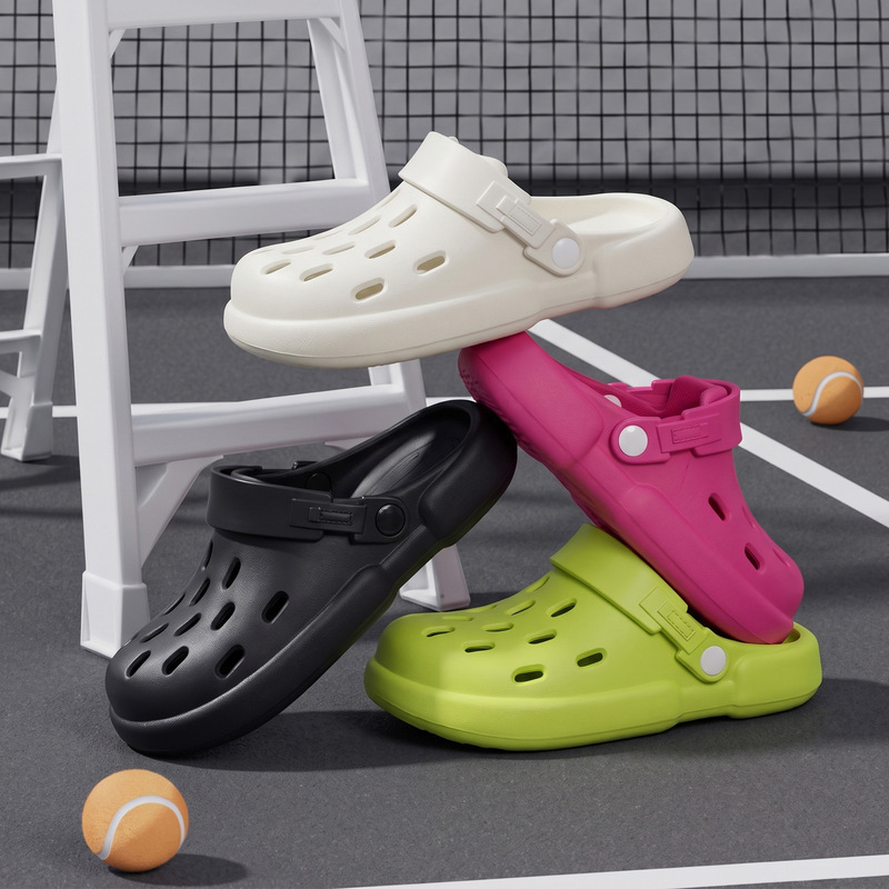 Soft-soled perforated sandals for women, summer outdoor wear, EVA non-slip student flat closed-toe beach and rafting sandals, export surplus