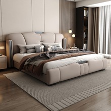 MZ意式轻奢真皮现代婚床1.5米主卧简约1.米8储物双人床软包1皮艺