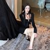 Hip wrapped skirt for women with long sleeves and neck hanging design， spicy girl dress