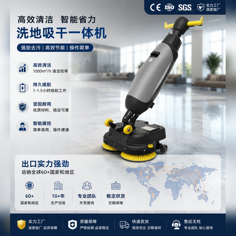 Mini Hand-Push Floor Cleaning Machine, Commercial Small-Sized Scrubbing and Vacuuming Machine for Office Cleaning, Kitchen Cleaning, and Villa Cleaning Mini Hand-Push Floor Cleaning Machine, Commercial Small-Sized Scrubbing and Vacuuming Machine for Office Cleaning, Kitchen Cleaning, and Villa Cleaning