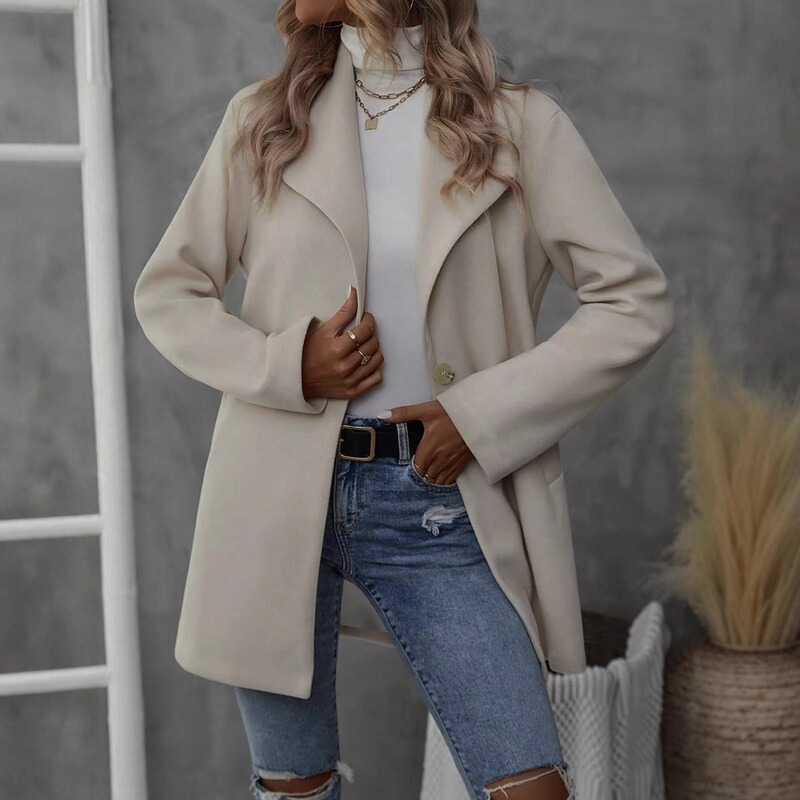 2025 Autumn and Winter Cross-Border European and American Amazon Export New Fashion Lapel Woolen Coat Tops and Jackets for Women