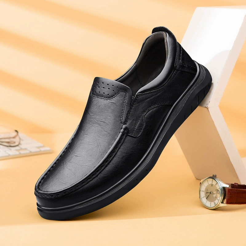 3663 мужские туфли Lefu кожаные туфли весенние низкие слипоны на плоской подошве повседневные туфли из натуральной кожи с хлопковой подкладкой Большие размеры