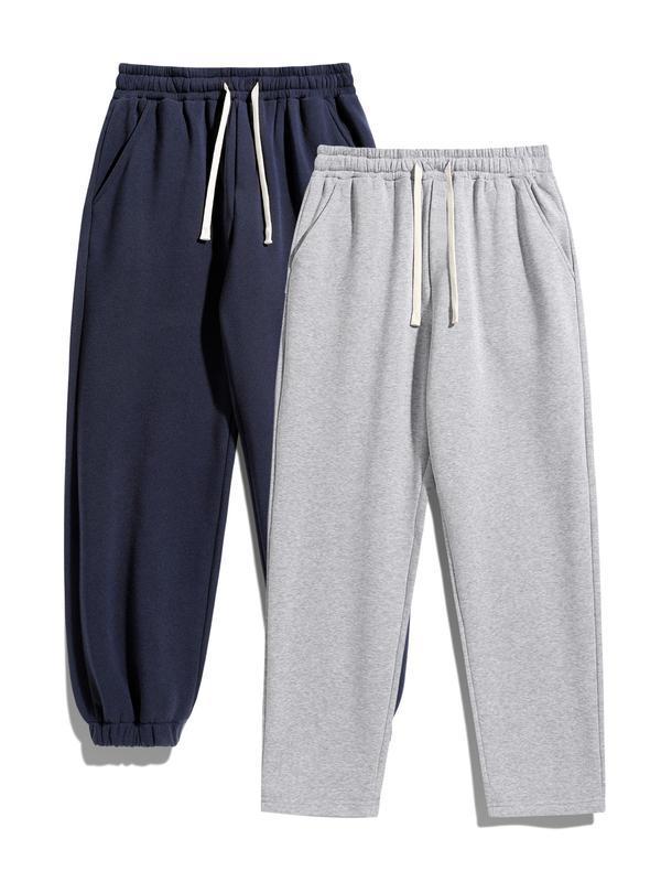 Men's Solid Thermal Lined Drawstring Waist Pants Casual|undefined