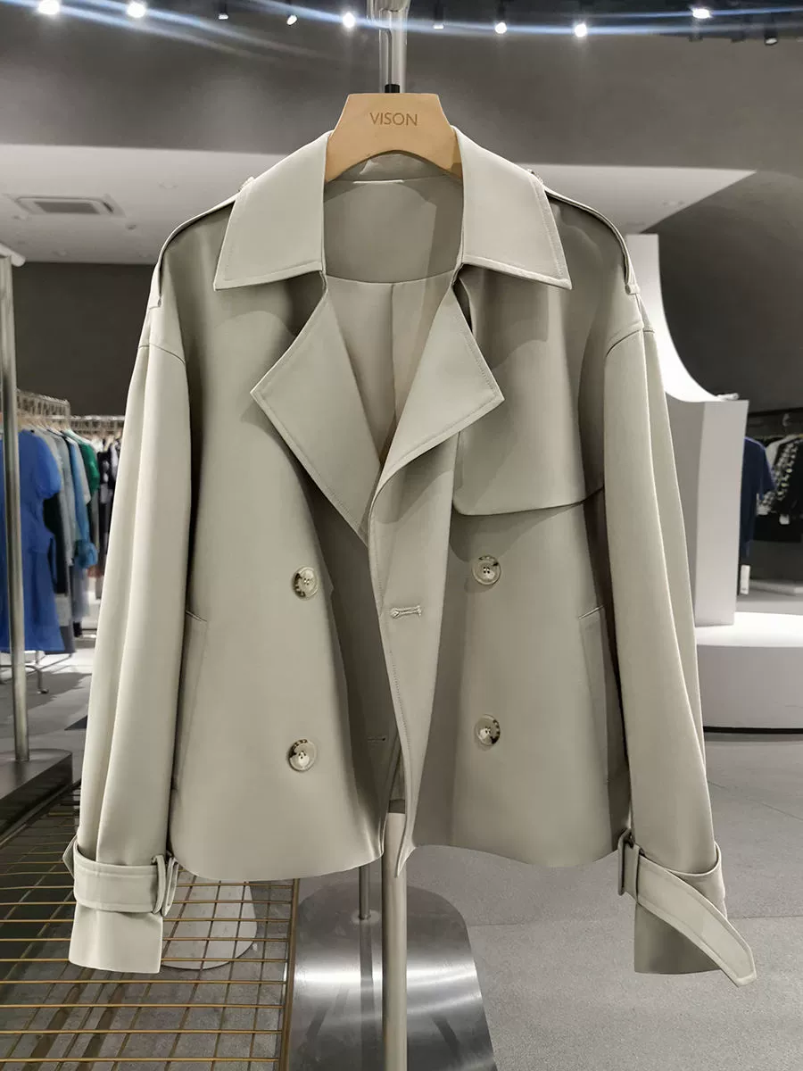 Светлая высококачественная короткая ветровка цвета хаки для женщин, весенне-осенняя новая нишевая модная ветровка нового дизайна для пригородных поездок