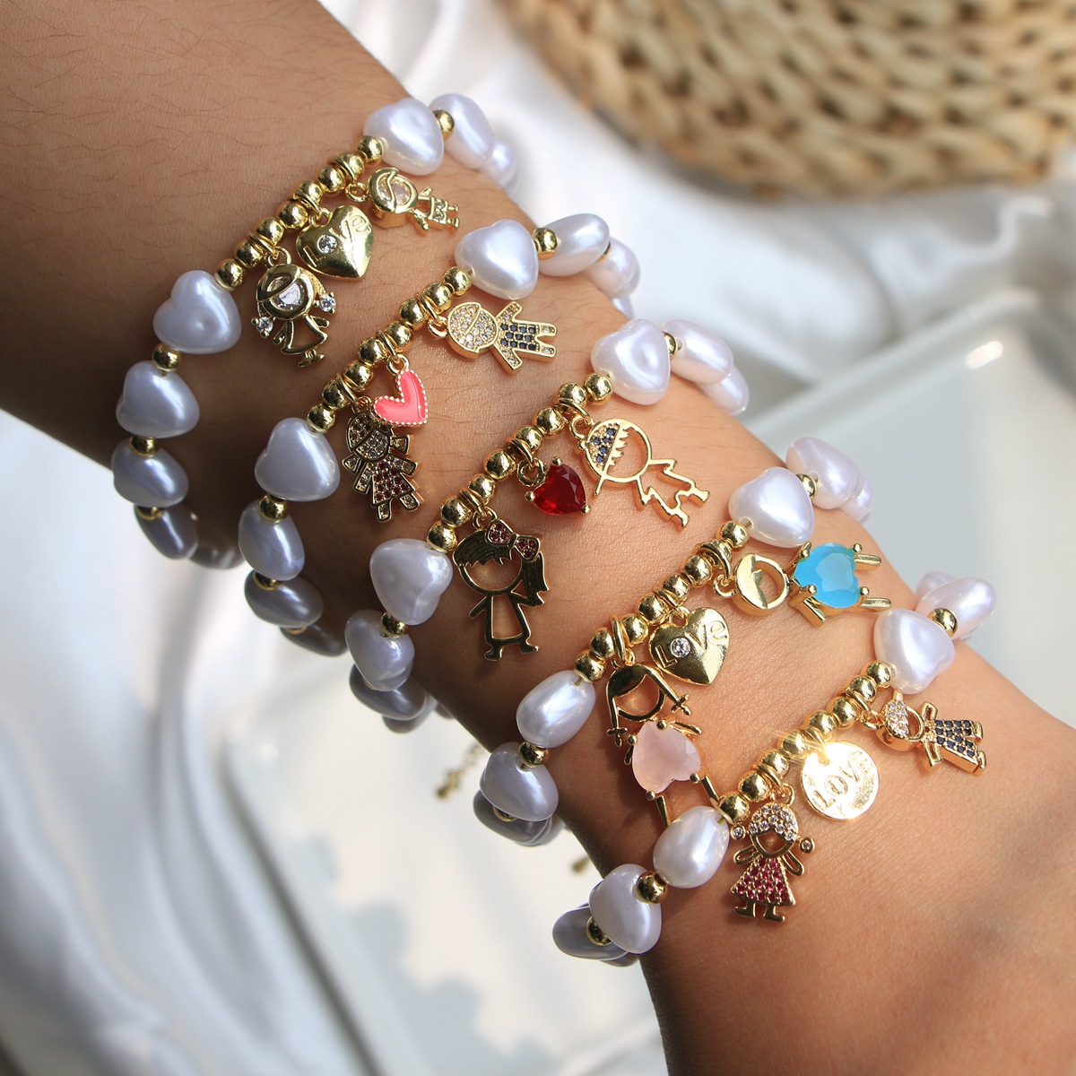 15g Weight Lobster Trigger Clasp Closure Clasp Closure Type Wholesale Jewelry INS Style Classic Style Human Heart Shape Copper Plating Beaded Chain Bracelets
