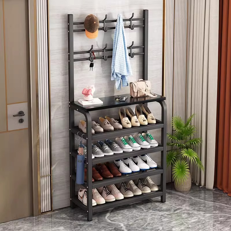 간편한 다층형 가정용 신발 및 모자걸이, 기숙사 옷걸이, 침실 입구 수납 선반, 이동식