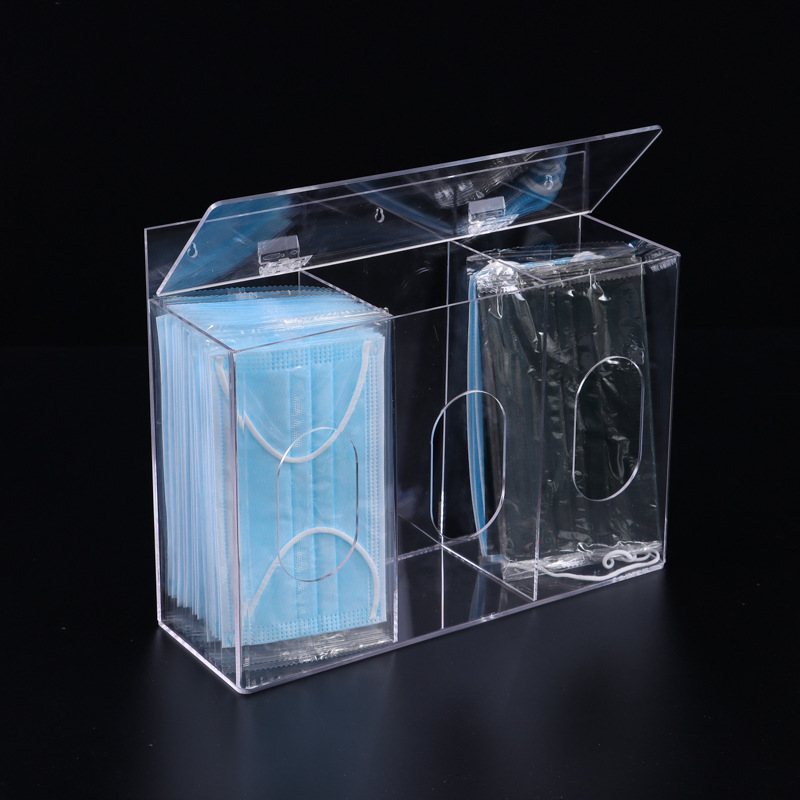 Caja de máscara de acrílico caja de máscara de acrílico de vidrio orgánico transparente máscara de escritorio caja de almacenamiento de tejido