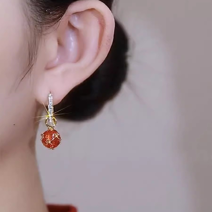 Boucles d'oreilles unisexes en pierre œil de chat japonaise et coréenne à aiguille en argent pour femmes, nouvelles boucles d'oreilles haut de gamme, boucles d'oreilles boules_voghion.com