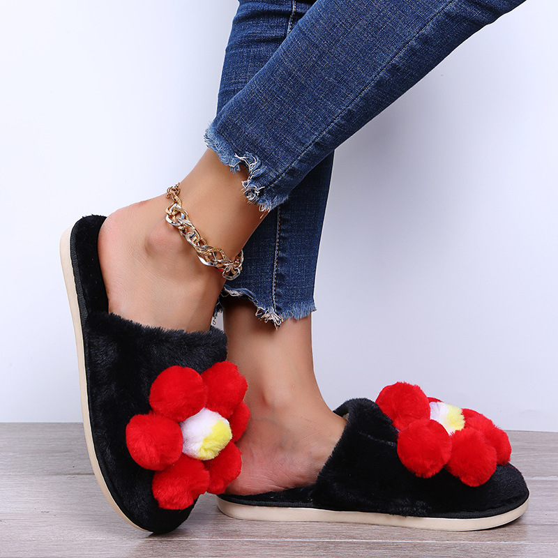 Cotton Thick-Bottomed Flowers Plush Slipper NSKJX104843