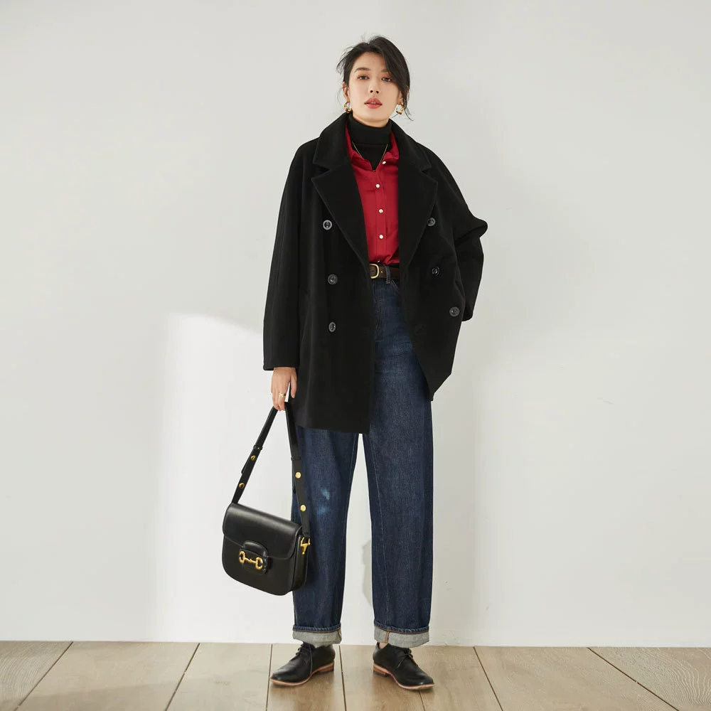 Зимнее новое домашнее классическое пальто 101801 Lift Soft Small Daily Commuting Short Wool Coat Women 13802