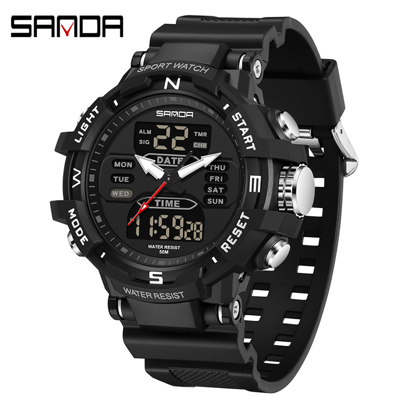 SANDA moda moda reloj electrónico pareja multifunción cuenta regresiva cronómetro deportivo impermeable
