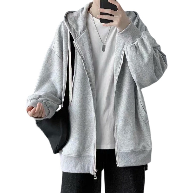 Sudadera con capucha y cremallera para hombre, estilo fino para primavera y otoño, versión coreana, estilo moderno, chaqueta deportiva informal y holgada.