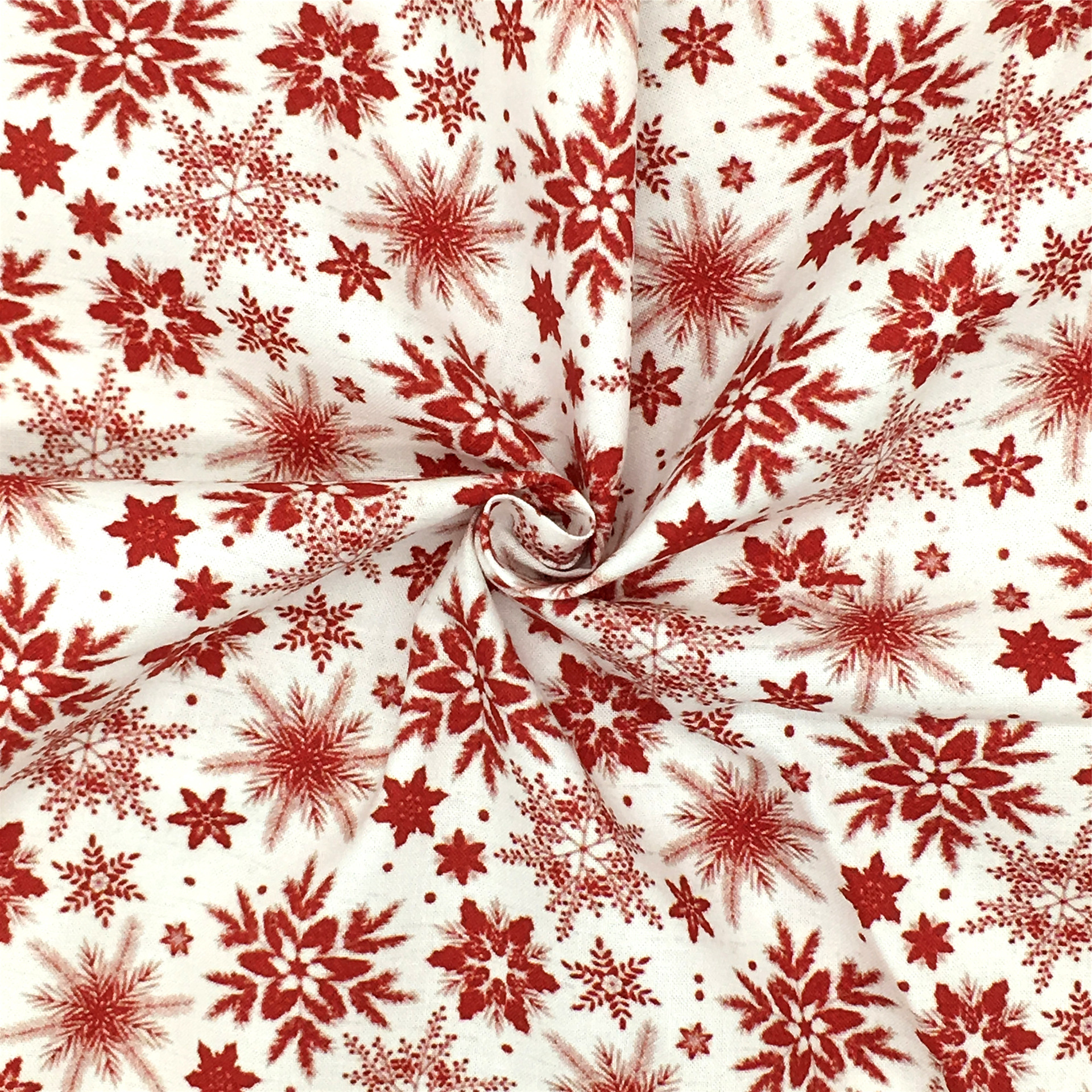 クリスマス雪花模様の薄いポリエステル綿や四面弾ニット生地のプリント生地手作りdiyシャツスカート服装生地