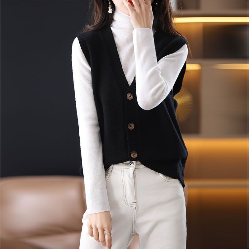 Suéter de punto chaleco cardigan Top principios de primavera otoño 2024 nuevas mujeres populares Chaleco de desgaste exterior chaleco