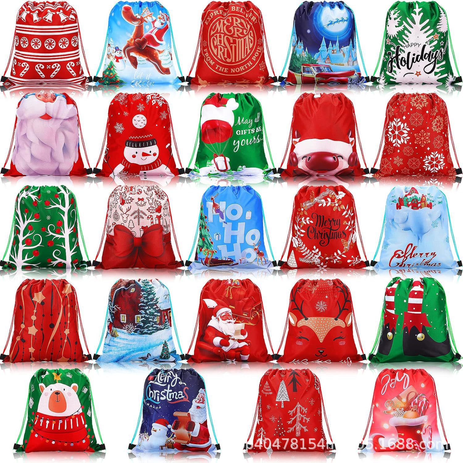 圣诞节二十一双肩抽绳背包袋子便携收纳袋涤纶手提抽绳袋束口袋