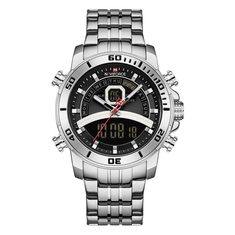 2020 nuevo NAVIFORCE Lingxiang 9181S Correa deportiva de acero doble pantalla reloj de hombre reloj de cuarzo reloj de hombre image 1