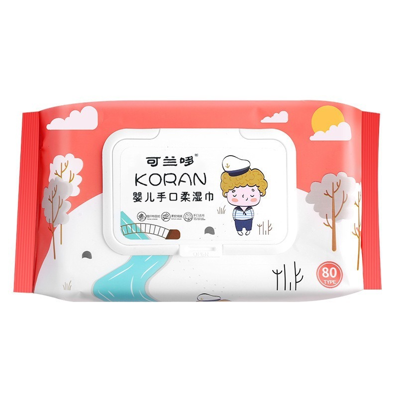可兰哆婴儿湿巾加大加厚带盖抽取清洁湿纸巾80抽大包家用湿巾批发|undefined