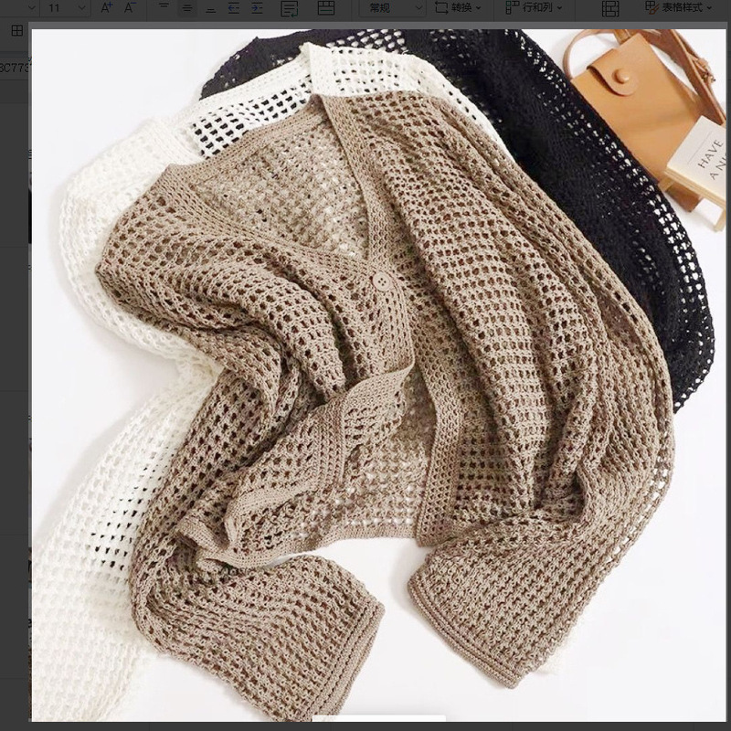 Summer New Style Hollow Slightly See-Through Blouse Short Knitted Cardigan Women's Loose Air-Conditioned Shirt Layered Sun Protection Long-Sleeved Top Summer New Style Hollow Slightly See-Through Blouse Short Knitted Cardigan Women's Loose Air-Conditioned Shirt Layered Sun Protection Long-Sleeved Top