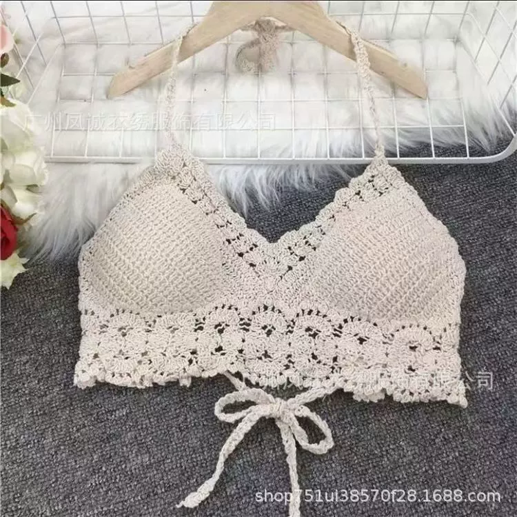 Сексуальная вязаная пляжная короткая майка, для маленькой фигуры, пляжный стиль