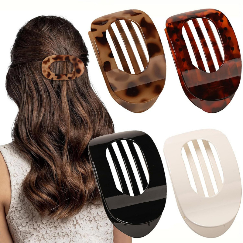 Amazonの人気のヘアクリップセット、新しいフラットオーバルヘアクリップ、シームレスな後頭部シャーククリップヘアアクセサリー卸売|undefined