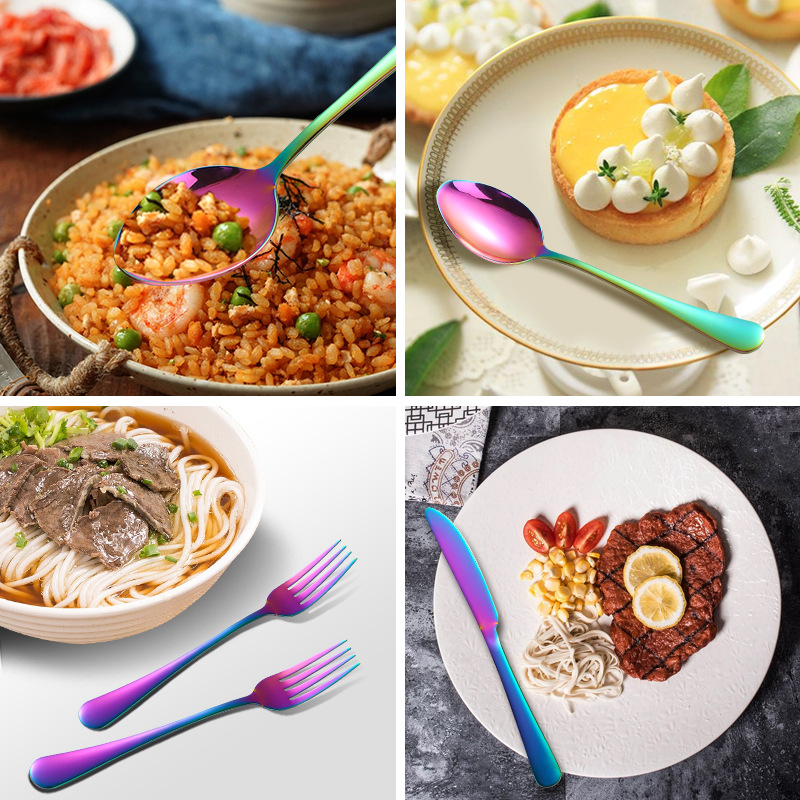 uego de cubiertos de acero inoxidable 24 piezas – Cuchillo, tenedor y cuchara con caja de regalo (Amazon Cross-border 1010)