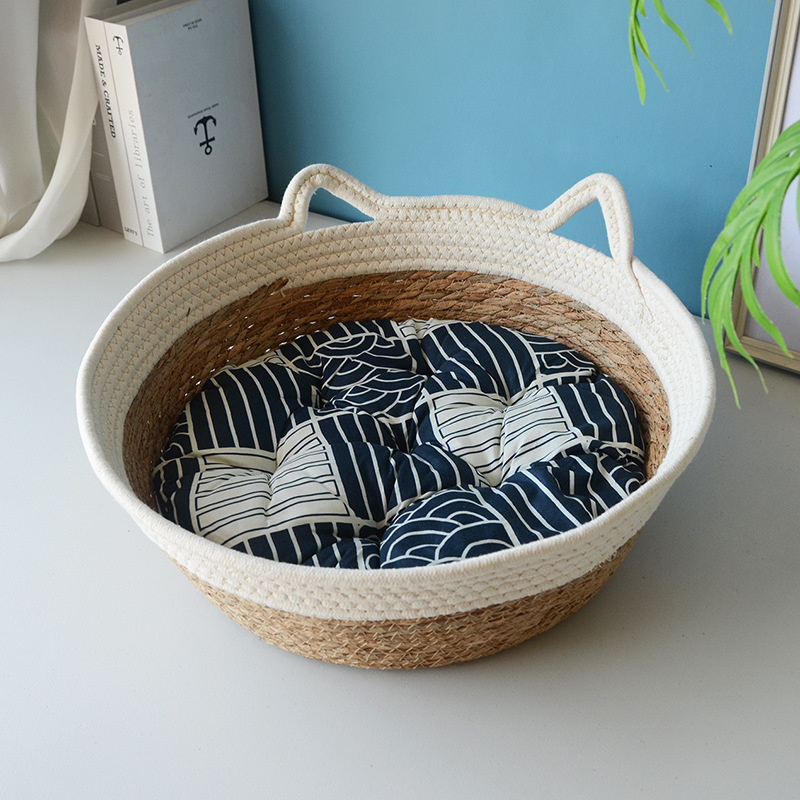 흰 고양이 귀 소켓 + 파란색 화장솜