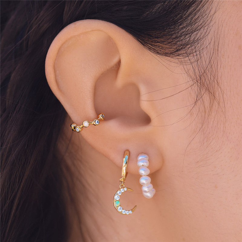 1 Pair Simple Style Star Moon Plating Sterling Silver Drop Earrings display picture 7