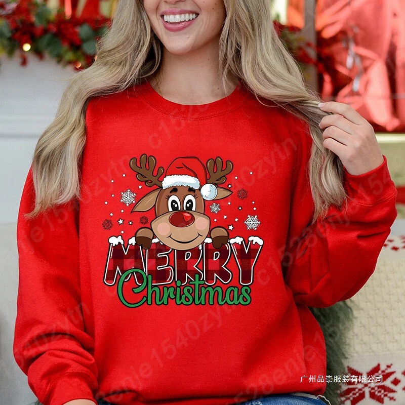 Women's Holiday Christmas Reindeer & Plaid Pattern Sweatshirts Casual Loose Fit Long Sleeve Crew Neck Sports Women's Holiday Christmas Reindeer & Plaid Pattern Sweatshirts Casual Loose Fit Long Sleeve Crew Neck Sports
