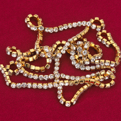 Stainless steel electroplating rhinestone claw chain clothing accessories dress color-preserving chain diy jewelry chain claw diamond jewelry chain