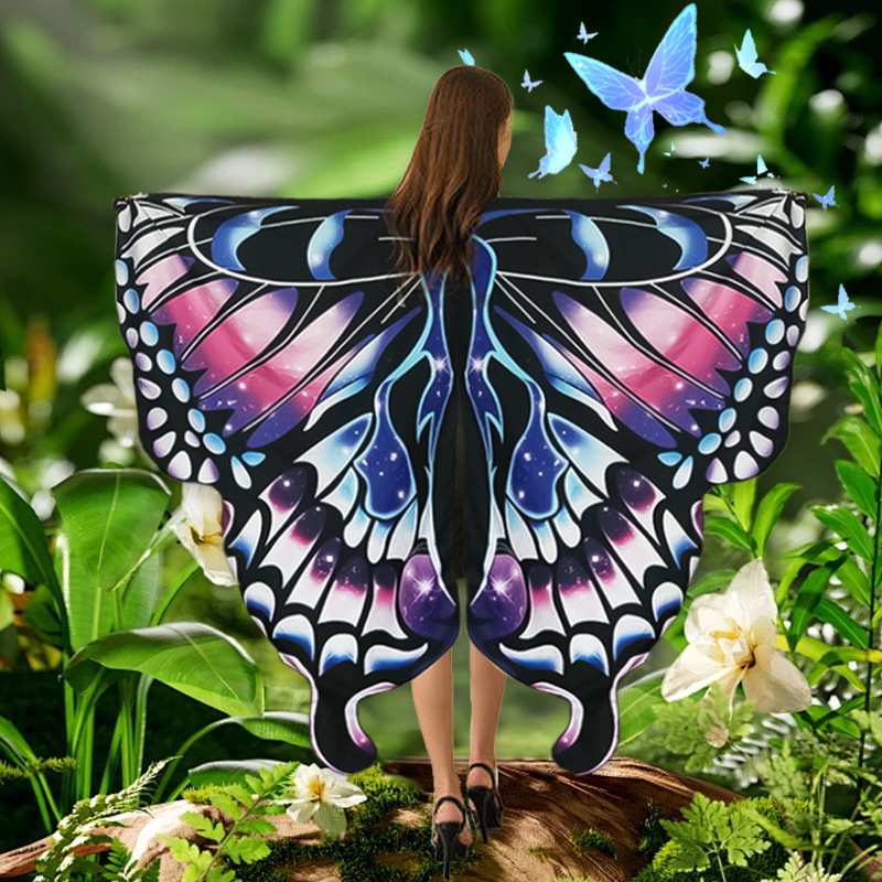 Capas de Halloween mariposas capas dramáticas de danza de punto de color impresión digital capas de color gradiente